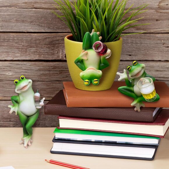 3Pcs Resin Animal Realistic Frog Figurine Miniature Statue for Women Garden - Picture 6 of 6